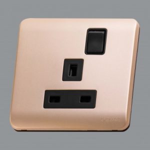 Orange Single Switched Socket Outlet 13A Gold Matte