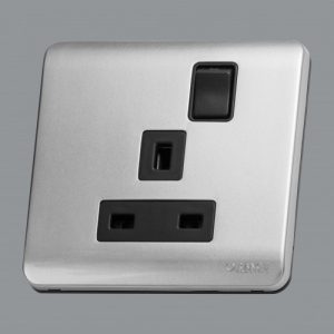 Orange Single Switched Socket Outlet 13A Silver Matte